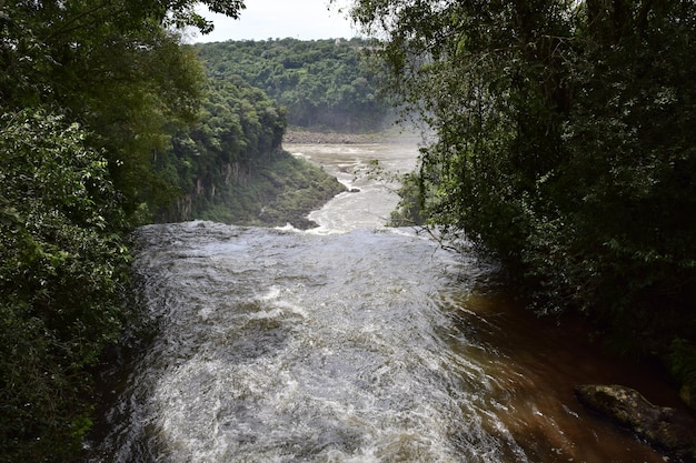 Schöne Aussicht auf die Wasserfälle von Iguazu, eines der sieben Naturwunder der Welt Puerto Iguazu Argentinien