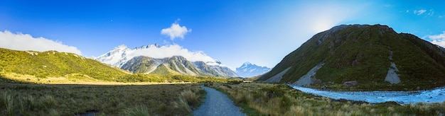 Schöne Aussicht Panorama von Aoraki Mount Cook Nationalpark in der Südinsel von Neuseeland