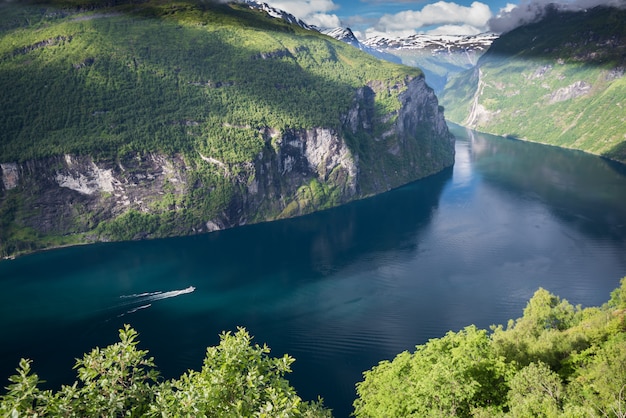 Schöne Aussichten in Geiranger, Geirangerfjord, Norwegen