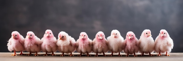 Foto schöne baby-pink-hühner mit kopierraum ostern frühlingstiere bauernhof hof vogel kinder kindergarten kunst