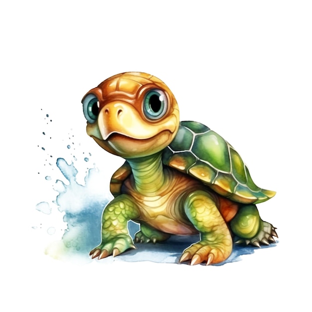 Schöne Baby-Schildkröte Aquarell-Stil Generative ai