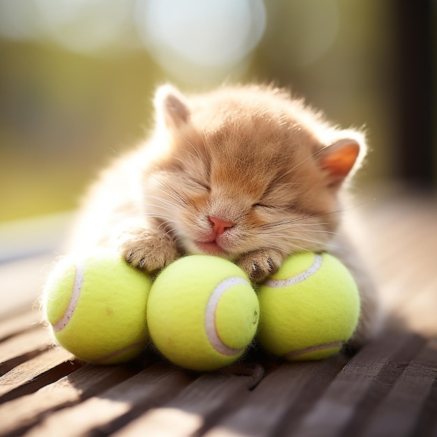 Schöne Baby-Tier auf dem Tennisplatz Sport