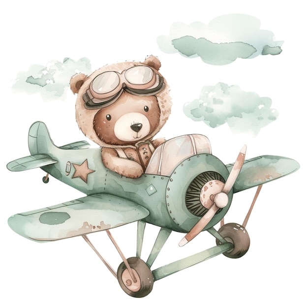 Schöne Bär in einem Flugzeug Illustration