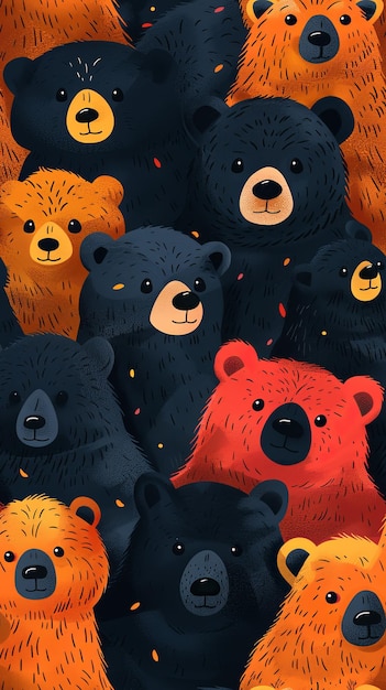 Schöne Bären Hintergrundpapier in farbenfrohem Cartoon-Stil Design für Banner-Poster-Hintergrundpapier