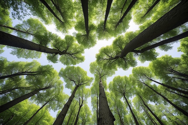 Schöne Baumkronenperspektive mit Naturlandschaft