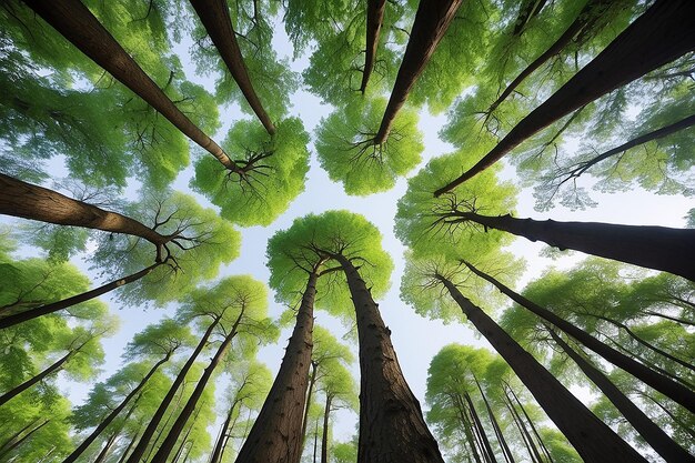 Schöne Baumkronenperspektive mit Naturlandschaft