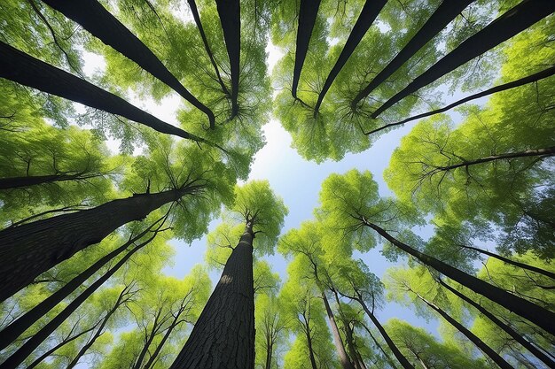 Schöne Baumkronenperspektive mit Naturlandschaft