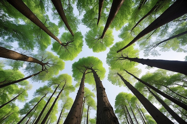 Schöne Baumkronenperspektive mit Naturlandschaft