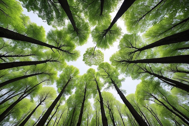 Foto schöne baumkronenperspektive mit naturlandschaft