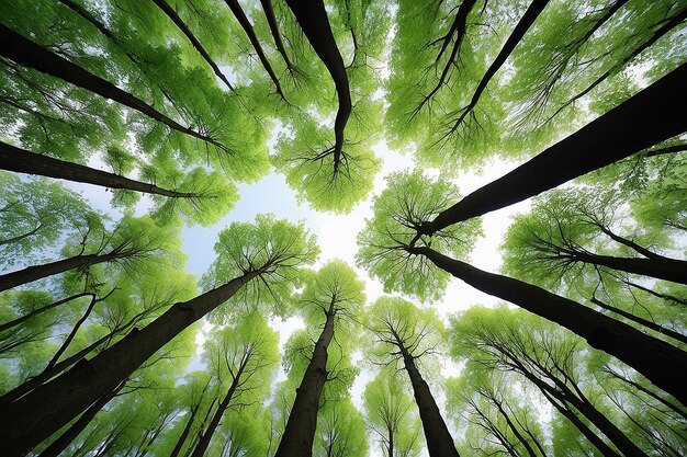 Schöne Baumkronenperspektive mit Naturlandschaft