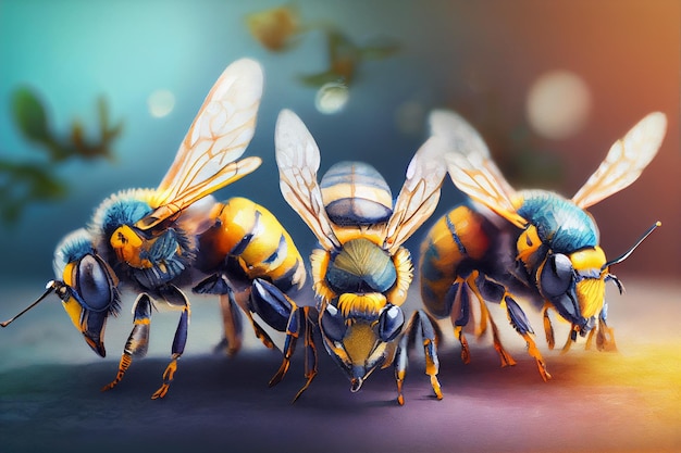 Schöne Bienenaquarellillustration gemacht mit generativer ai