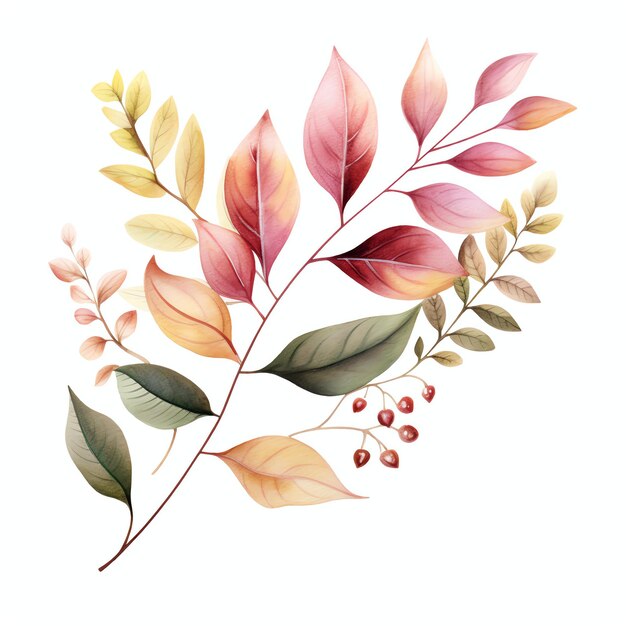 schöne Blätter Aquarell Clipart Illustration