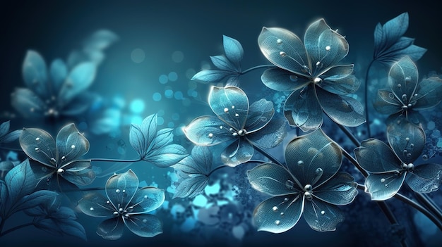 Schöne blaue Blumen auf grauem Hintergrund Generative KI