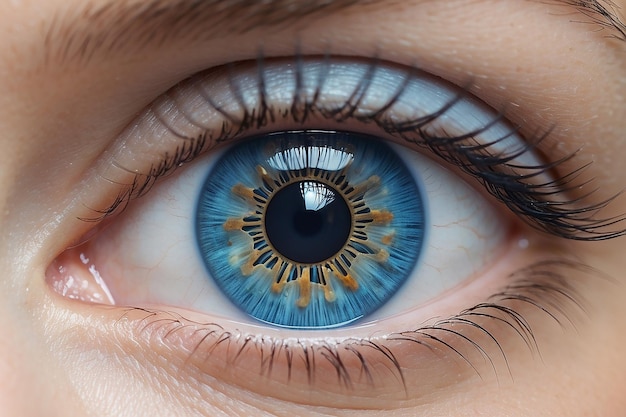 Schöne blaue Frauen-Auge in Nahaufnahme Generative KI