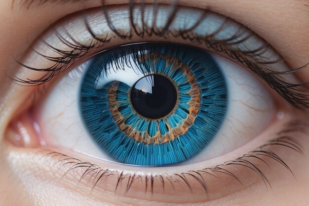 Schöne blaue Frauen-Auge in Nahaufnahme Generative KI