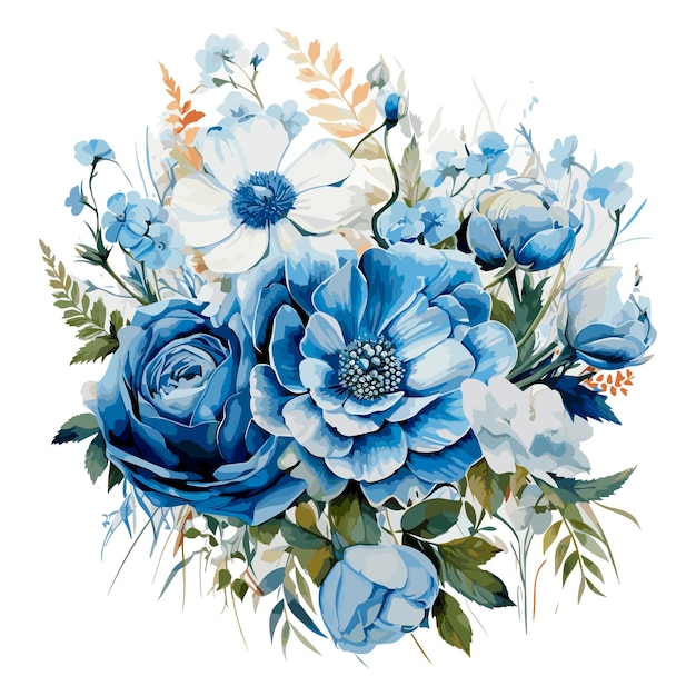 Schöne blaue Rose im Aquarell-Illustrationsstil