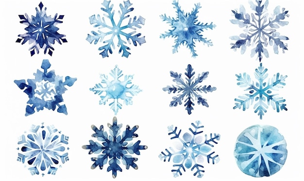 Schöne blaue Schneeflocken Weihnachtsdesignelemente gefrorenes Symbol