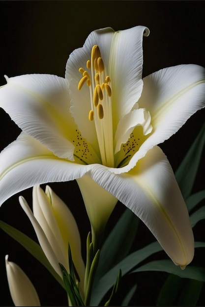 schöne Blume isoliert auf schwarzem Hintergrund Nahaufnahme schöne Farben ai generiert