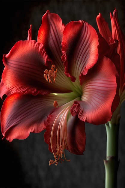 schöne Blume isoliert auf schwarzem Hintergrund Nahaufnahme schöne Farben ai generiert