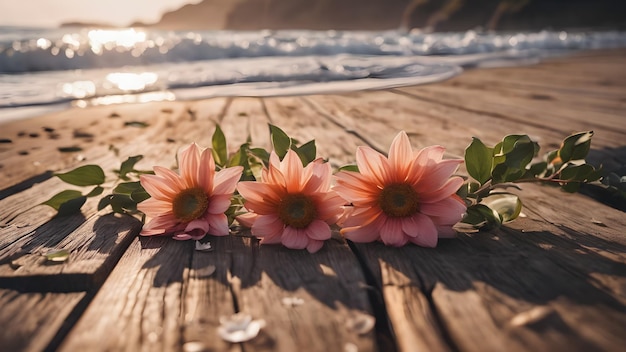 Foto schöne blumen am strand des meeres