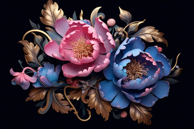 Schöne Blumen-Kunstwerke Ai generativ