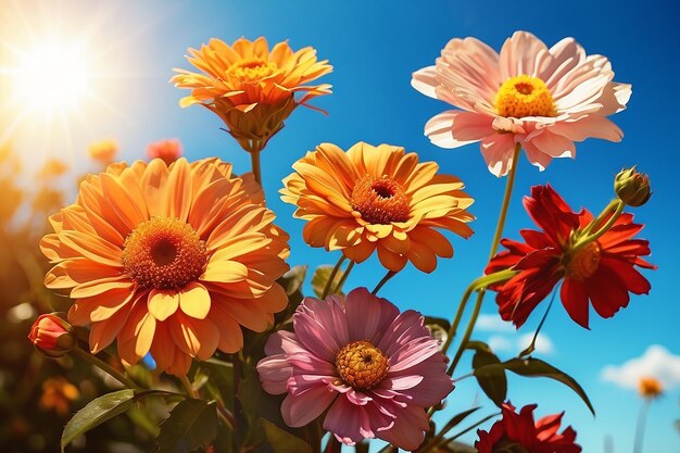 Schöne Blumen mit Sonnenhintergrund