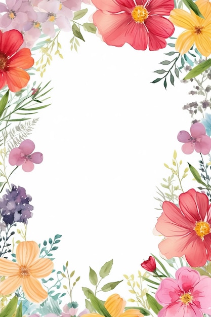 Schöne botanische Grenze Blumeneinladungskarten Blumenschmuck Vorlagenrahmen Geenrative Ai