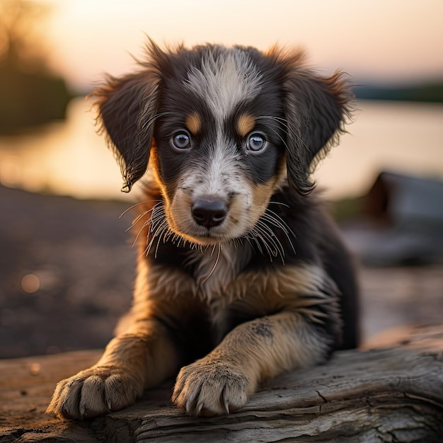 Schöne braune mit Flecken Pappy Hund Porträt in der Natur