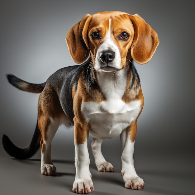 Foto schöne braune schwarz-weiße beagle