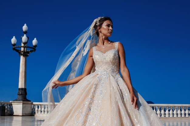 Schöne Braut im Hochzeitskleid