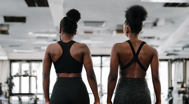 Foto schöne brünette frauen im fitnessstudio