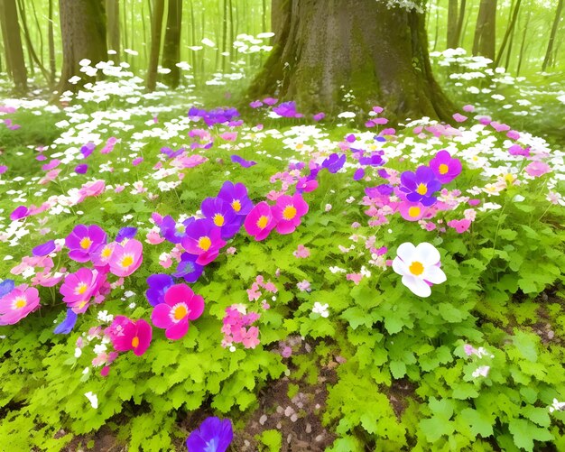 Schöne bunte Anemonenblumen im Frühling in einem Wald