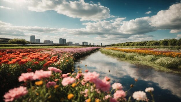 Schöne bunte Blumen in der Bucht