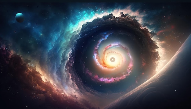 Schöne bunte Galaxiehintergrundillustration durch eyeGenerative AI