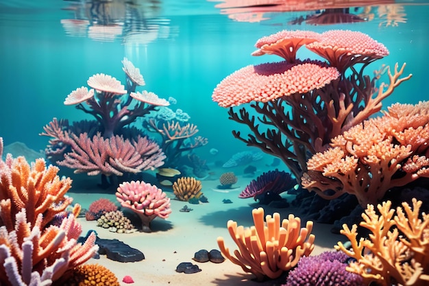 Schöne bunte Koralle ist der Unterwasserwelt-Ökosystem-Fischlebensraum-Tapetenhintergrund