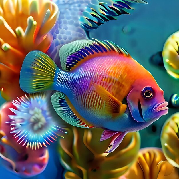 Foto schöne bunte tropische fische ai erzeugt