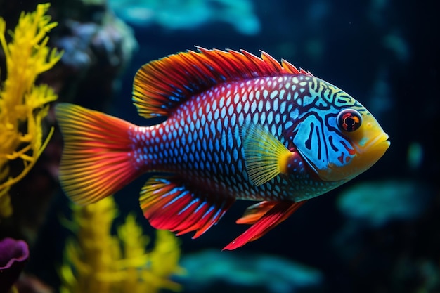 Schöne bunte tropische Fische im Aquarium