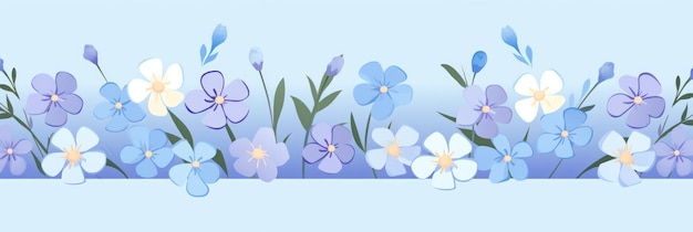 Schöne Cartoon-Blumenrand auf einem hellen Perwinkle-Hintergrundvektor sauber ar 31 Job-ID 5c5ccac42752410388411fb74f65cb8a