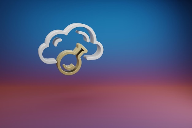 Schöne Cloud-Server-Technologie-Symbol-Ikonen auf einem leuchtend farbigen Hintergrund 3D-Rendering-Illustration