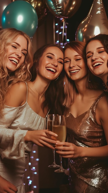 Schöne Damen inmitten einer sehr lustigen Party-Atmosphäre