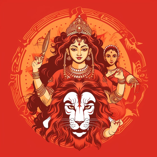 schöne dekorative glückliche Durga Pooja indische Festkarte Design