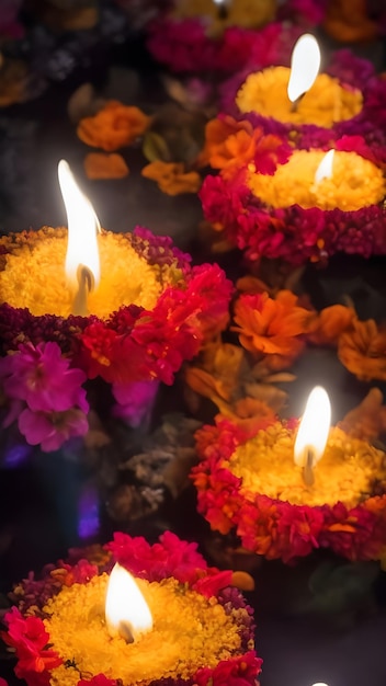 Foto schöne diwali-diya mit spiritueller öllampe