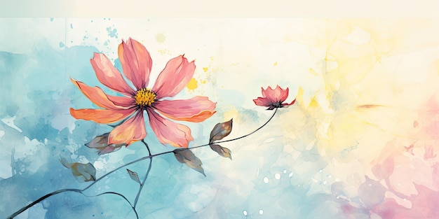 Schöne einzelne Blume isoliert auf pastellfarbenem Hintergrund, kreatives Blumenlayout, hochauflösendes Bild M