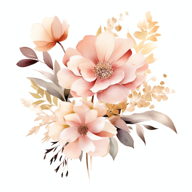 schöne einzelne Blumen in einer Clipart-Illustration im Boho-Stil