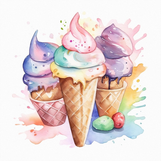 Schöne Eispastellfarben blüht Aquarellillustration