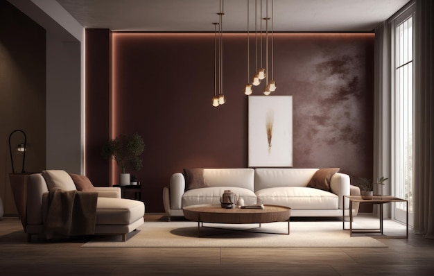 Schöne elegante Wohnzimmereinrichtung mit generativen Luxusmöbeln