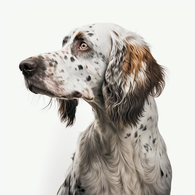 Schöne englische Settdog-Rasse English Setter-Porträt isoliert auf weißer Nahaufnahme schönes Heimtier