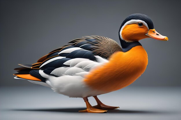 Schöne Ente auf einem farbenfrohen Hintergrund ai generativ