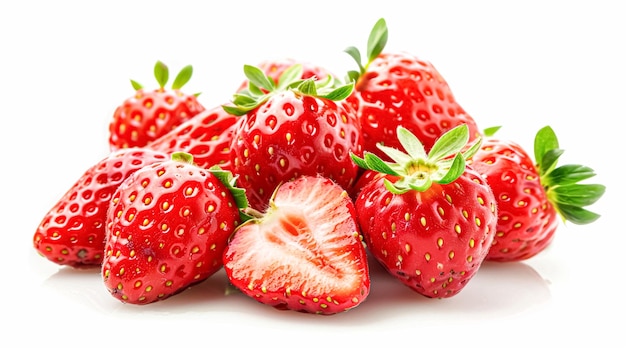 Schöne Erdbeeren auf weißem Hintergrund, frisches Erdbeerenmarktprodukt
