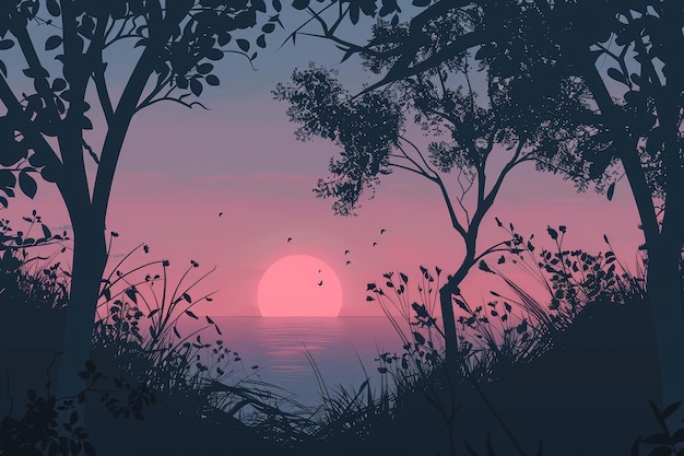 Schöne farbenfrohe Himmel-Illustration Anime-Landschaft